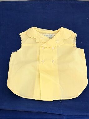 Vintage A Little Angel Pale Yellow Sleeveless Diaper Shirt Size Birth to 3 Month